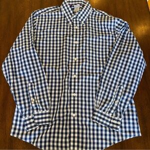 Brooks Brothers Shirt Navy Blue Check Regent Non Iron Supima Cotton Button XL